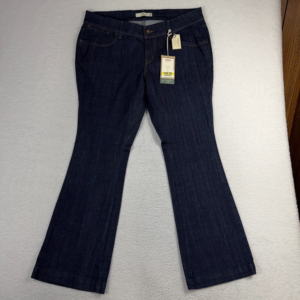 Levi's 542 Flare Jeans Women's Mid Rise Dark Wash Denim Blue 18M (37x30.5) NWT
